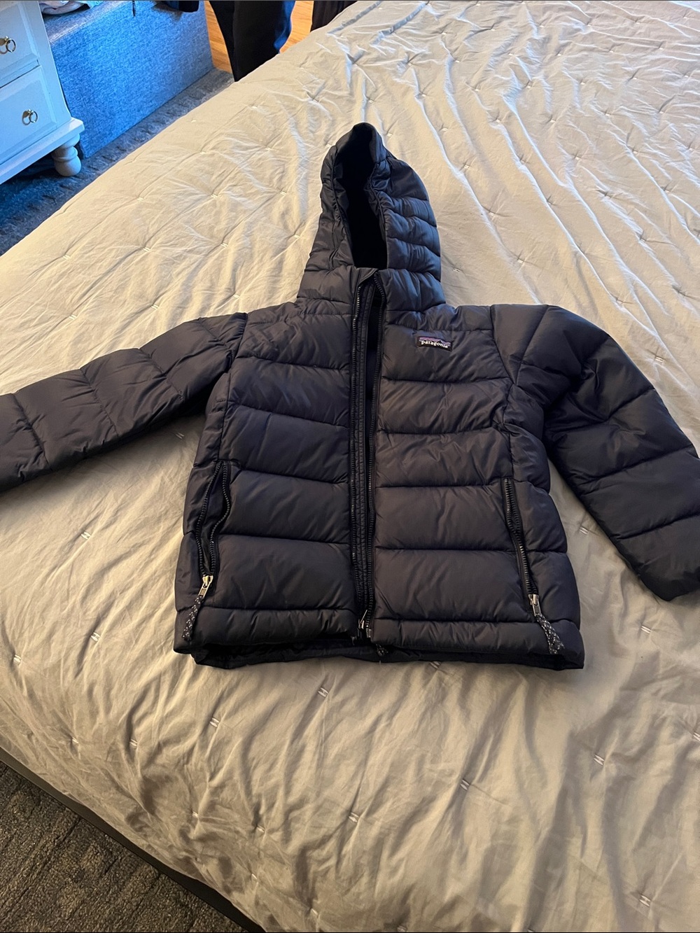 Patagonia Kids Navy Hooded Puffer Coat